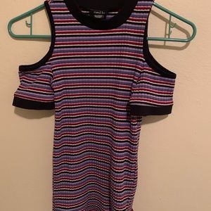 Striped shoulder cut outs shirt